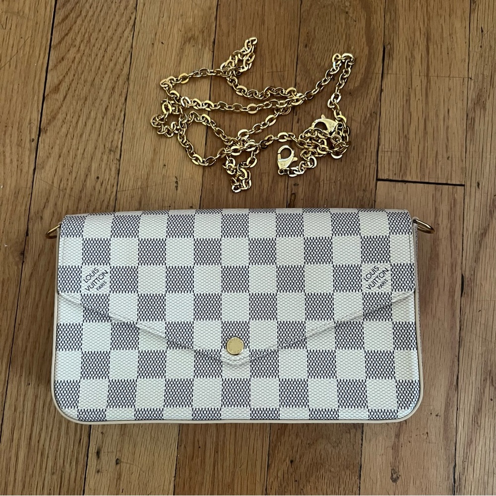 LOUIS VUITTON DAMIER AZUR FELICIE CROSSBODY SHOULDER BAG CLUTCH